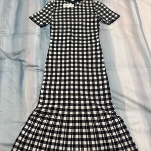 Massimo Dutti Black and White Checkered Dress